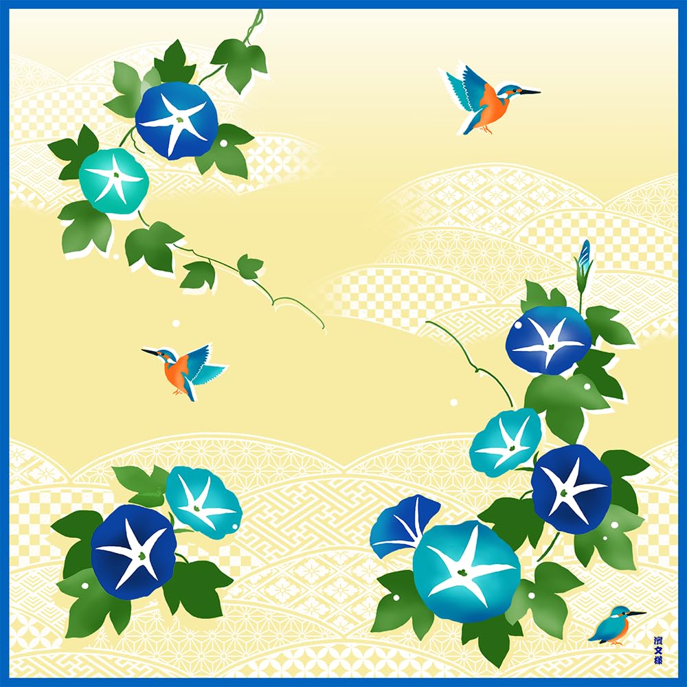 Amazon.co.jp: 濱文様 小布（風呂敷 50cm） 朝顔とカワセミ