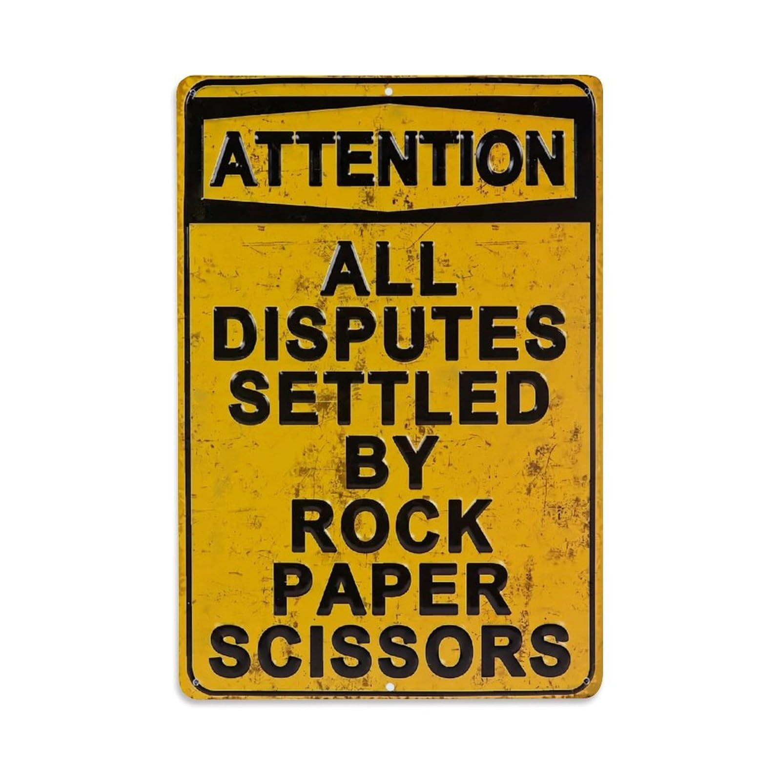 Jdfenggu Vintage Attention All Disputes Settled By Rock P_13sig Retro Metal Tin Sign, Metal Poster For Bar, Home, Man Cave, Kitchen, Laundry Room Art Decor 8X12 Inch
