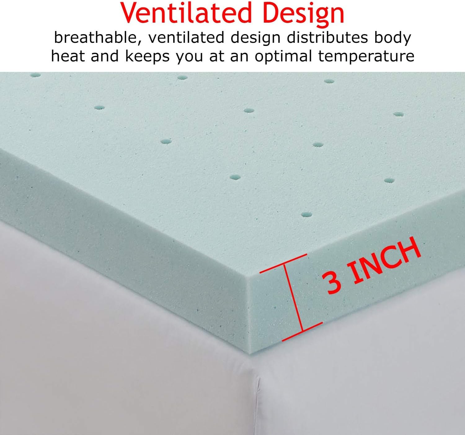 Empyrean Bedding Mattress Topper - 2 Inch Memory Foam Mattress Topper, Gel Infused Cooling Mattress Pad, King Size. image 3