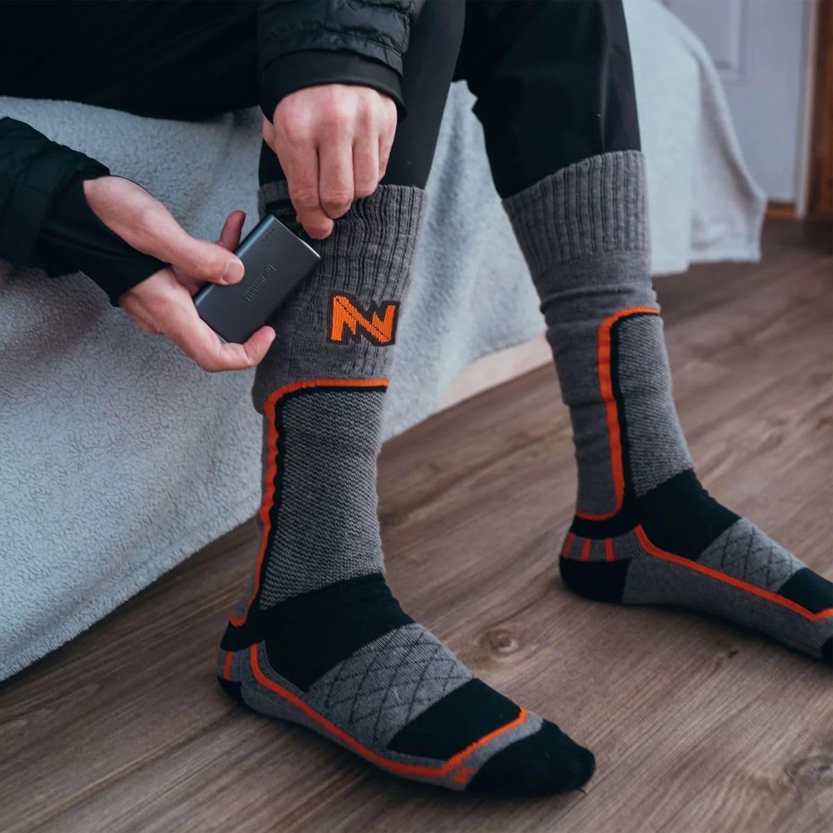Mobile Warming Premium Merino Wool Heated Socks w Wireless Remote Control - Anti-Odor, Moisture Wicking, Unisex Men Women