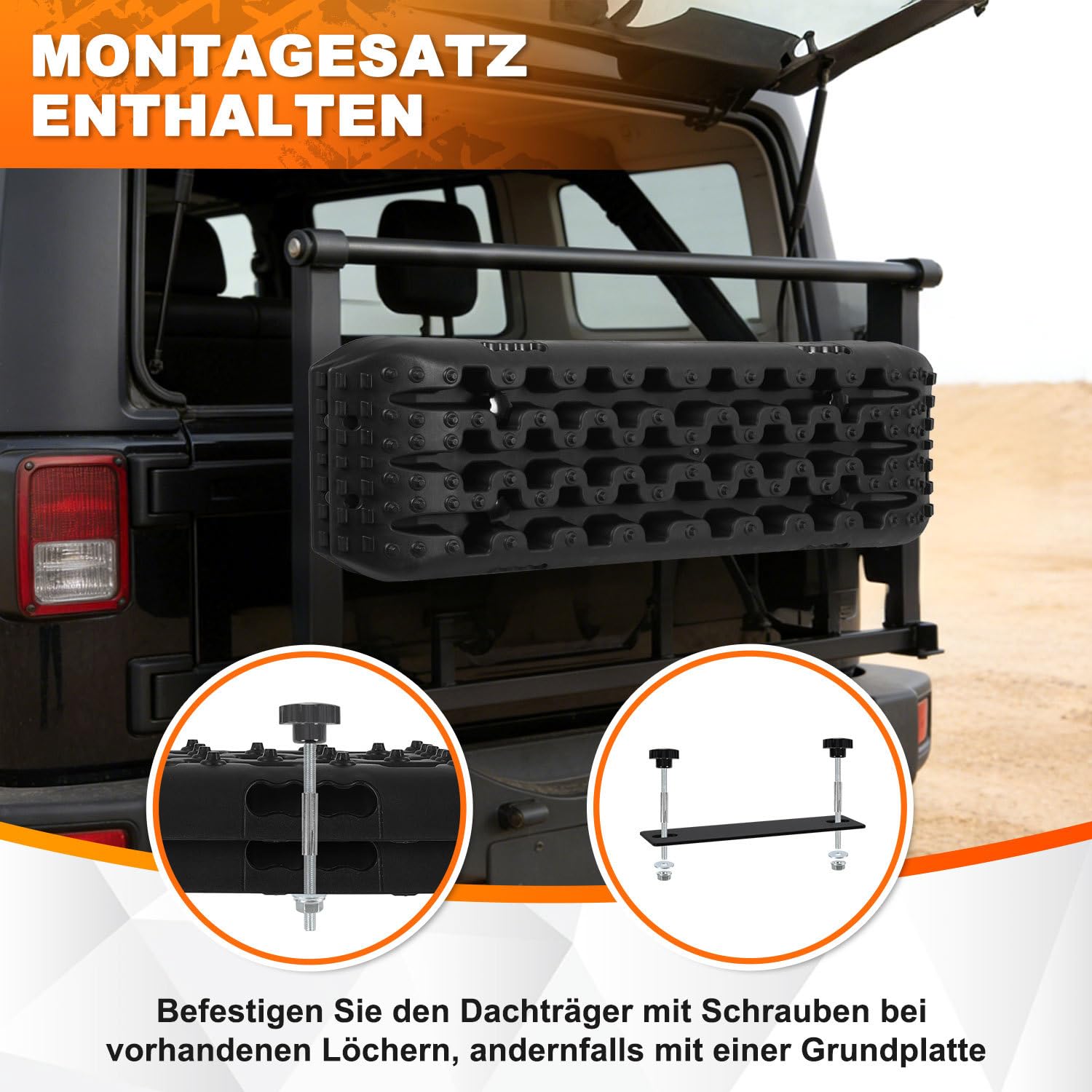 Fiqops 2x Anfahrhilfe mit Aufbewahrungstasche und Installationstool, Traktionsmatte Kunstoff Recovery Board Tracks,Reifenleiter für Sand/Schlamm/Schnee,10T Last für Geländewagen Wohnmobil PKW LKW