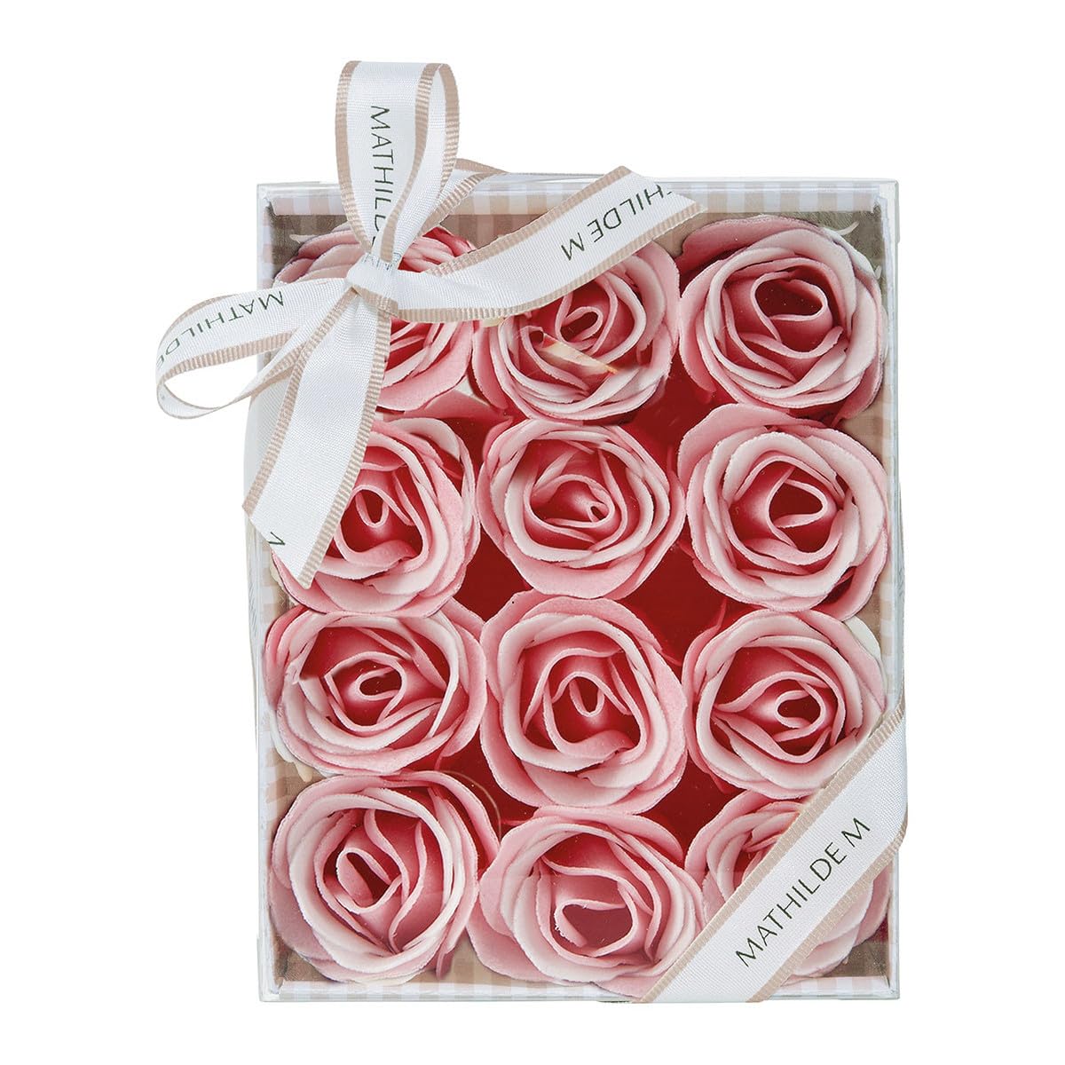 Mathilde m scatola 12 rose in fogli di sapone monouso profumate saponette profumo rosa