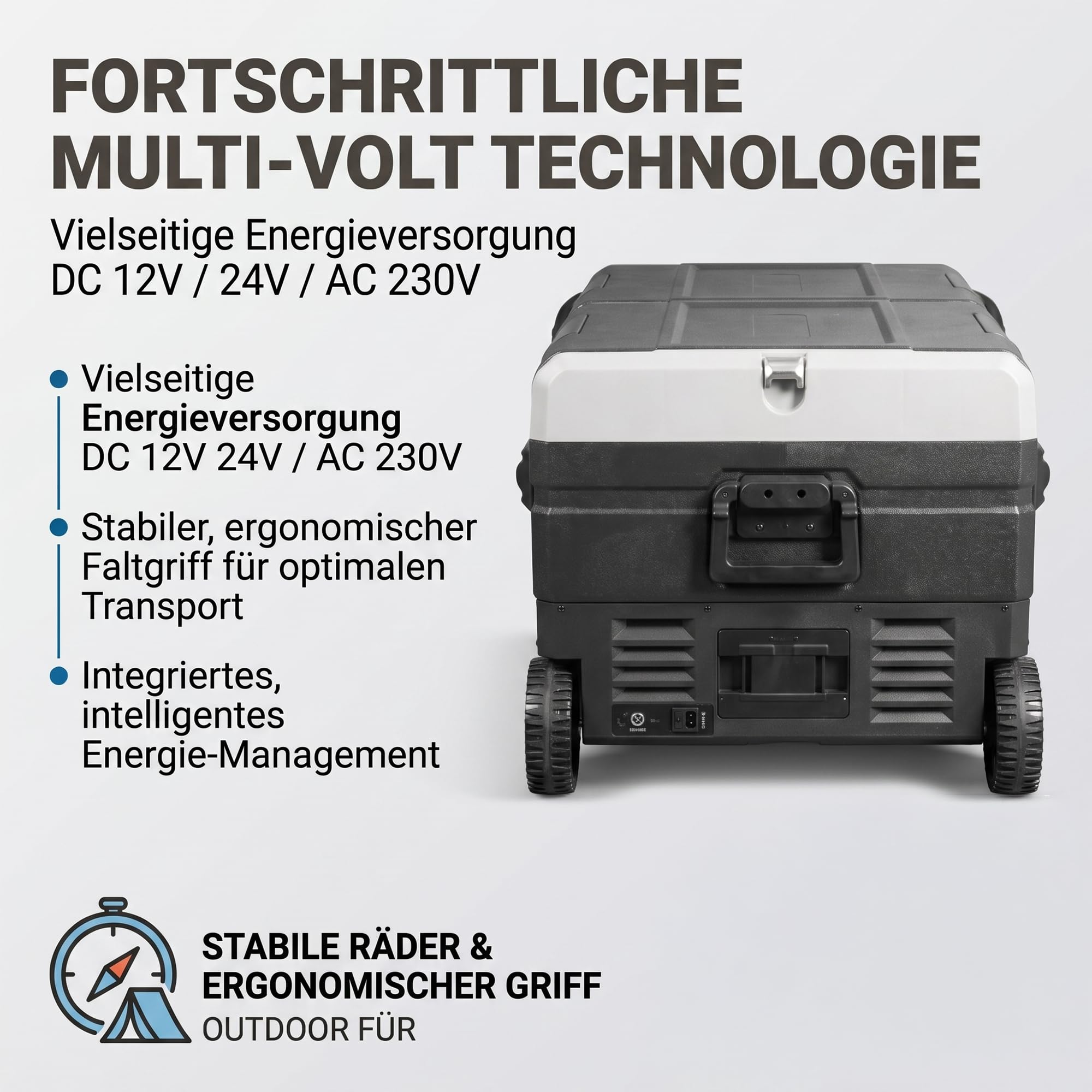 Kompressor Kühlbox 75L Dual Zone 12V 24V 230V – APP-Steuerung Tragbare Auto Kühlbox mit Gefrierfunktion bis -20°C, Leise Camping Kühlschrank für Auto, LKW, Wohnmobil, Camping