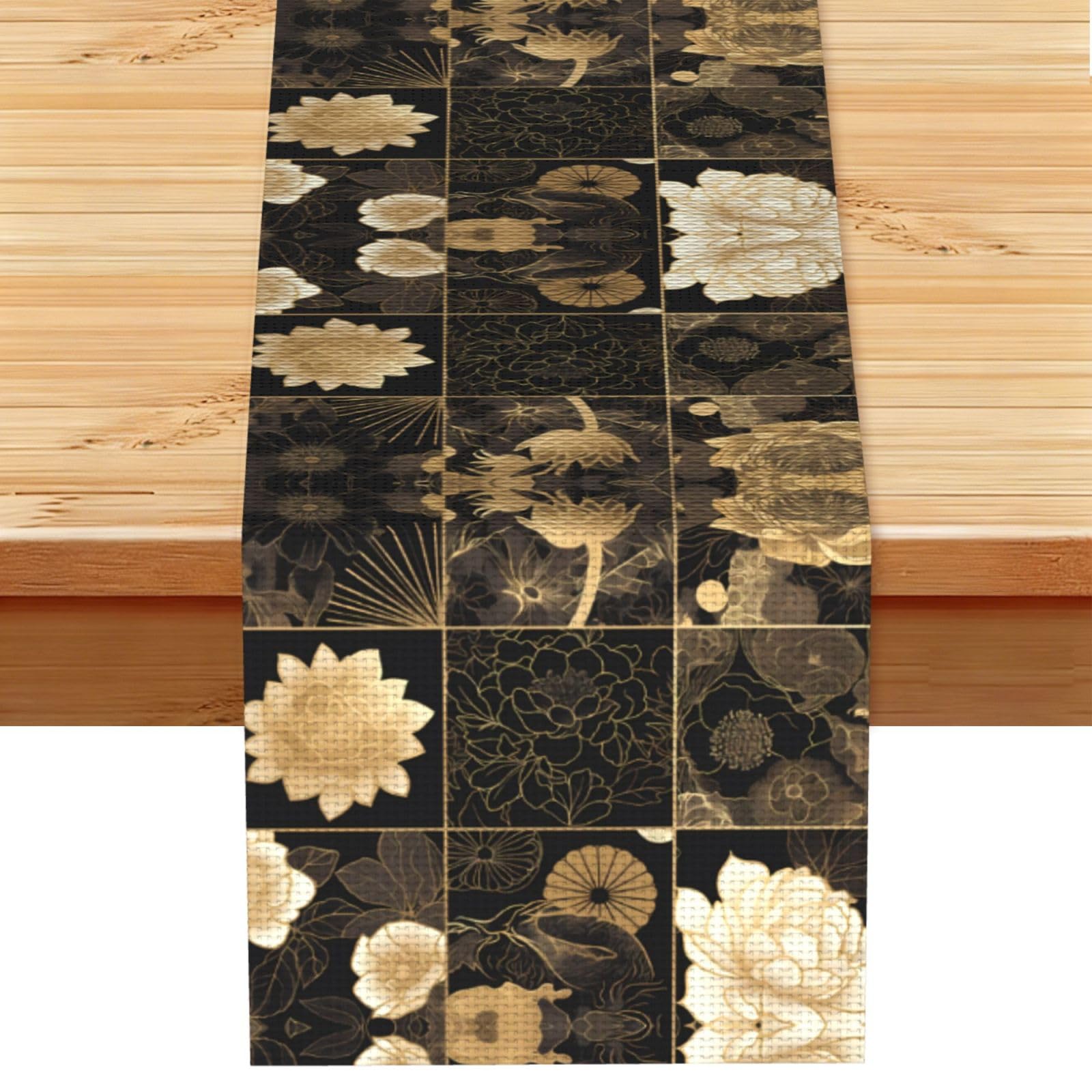 The flowers opened Linen Feel Table Runner Wedding Party Home Decoration