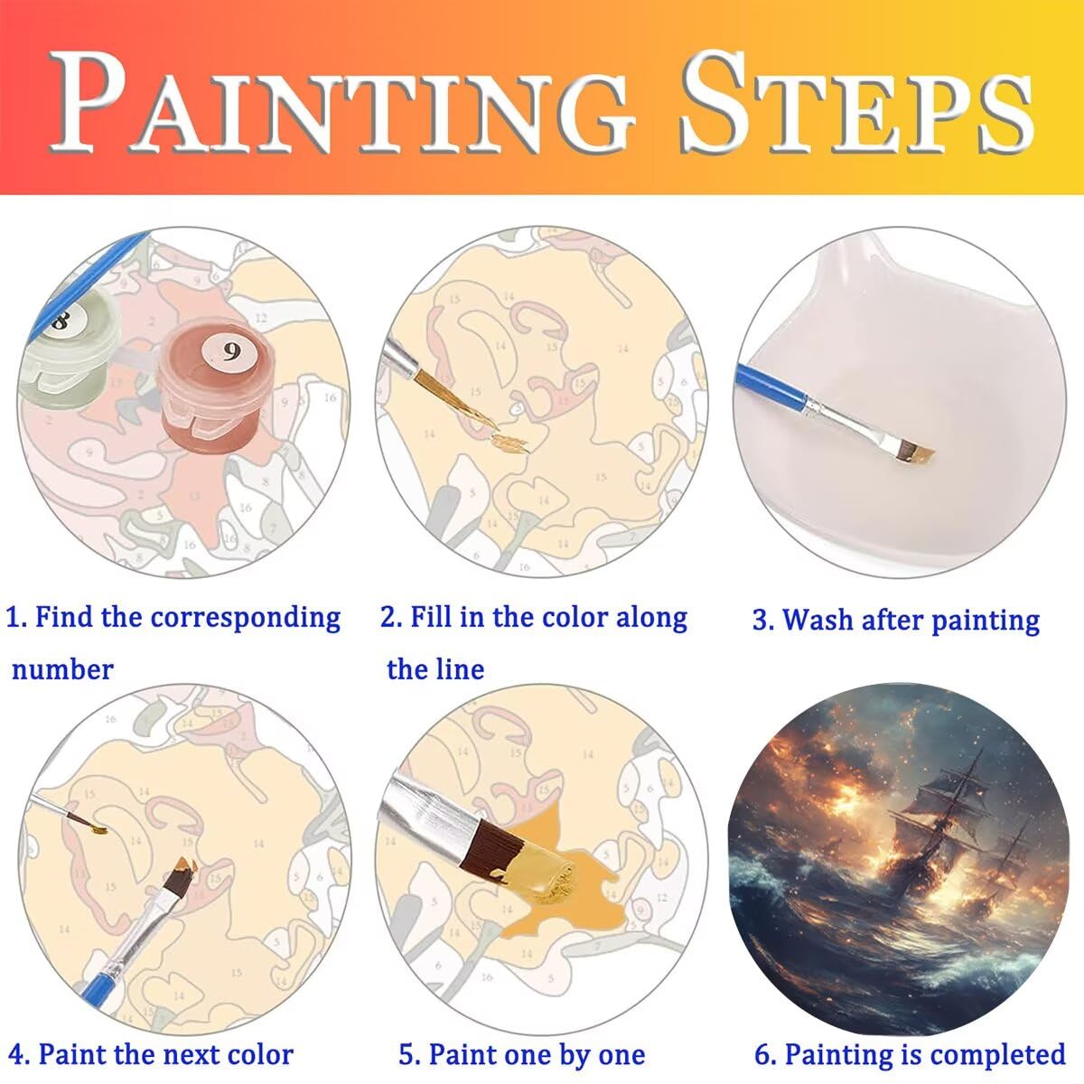 Dipingere con i Numeri Oceano, Paint by Numbers Adulti Barca, Fai da te Creativi Adulti Quadri da Dipingere Numerati Kit per Decorazione Della Parete di Casa, Regalo 100x135 cm Senza Cornice PW-A