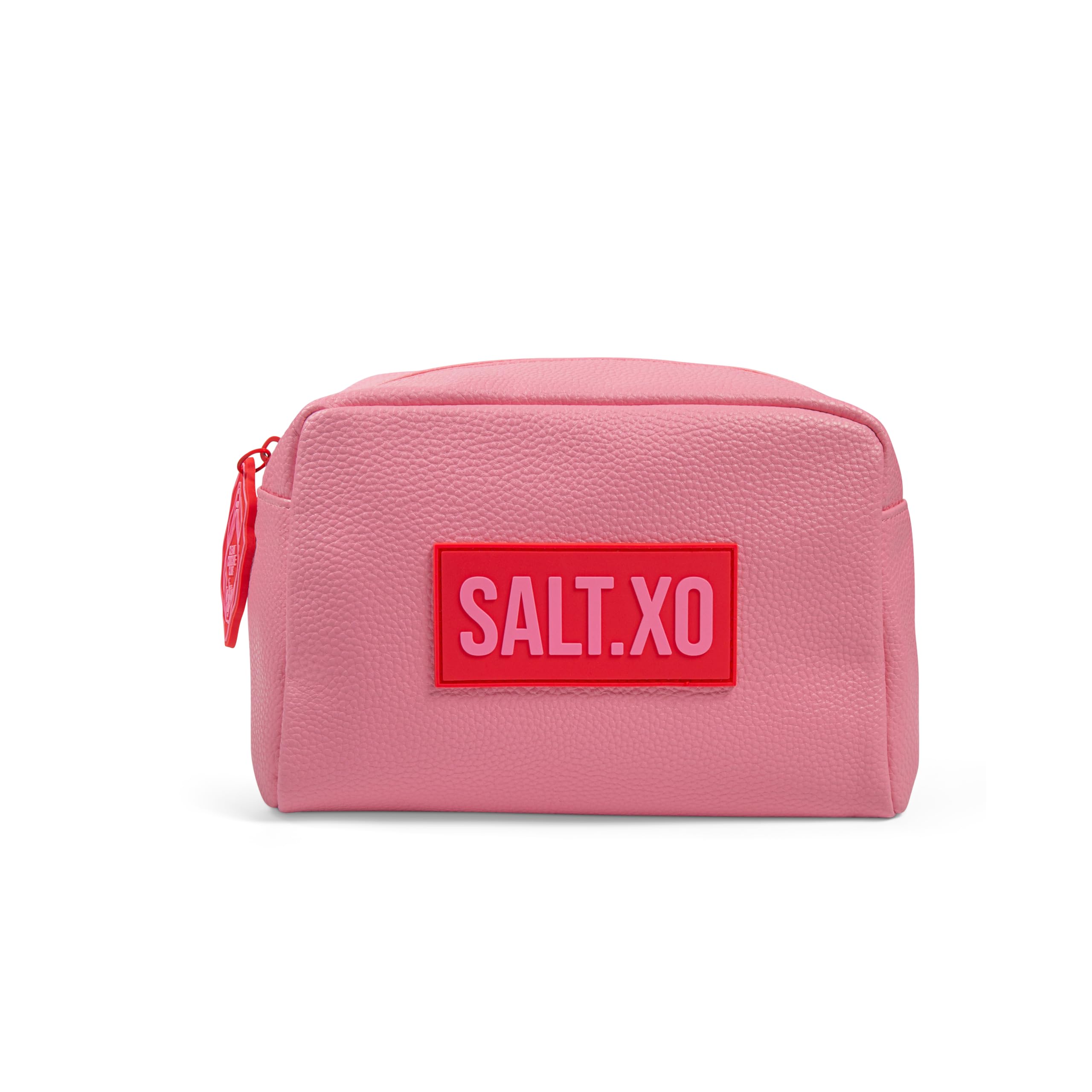salt.xo Travel Makeup Bag, Vegan Leather Toiletry Bag for Women, Pink