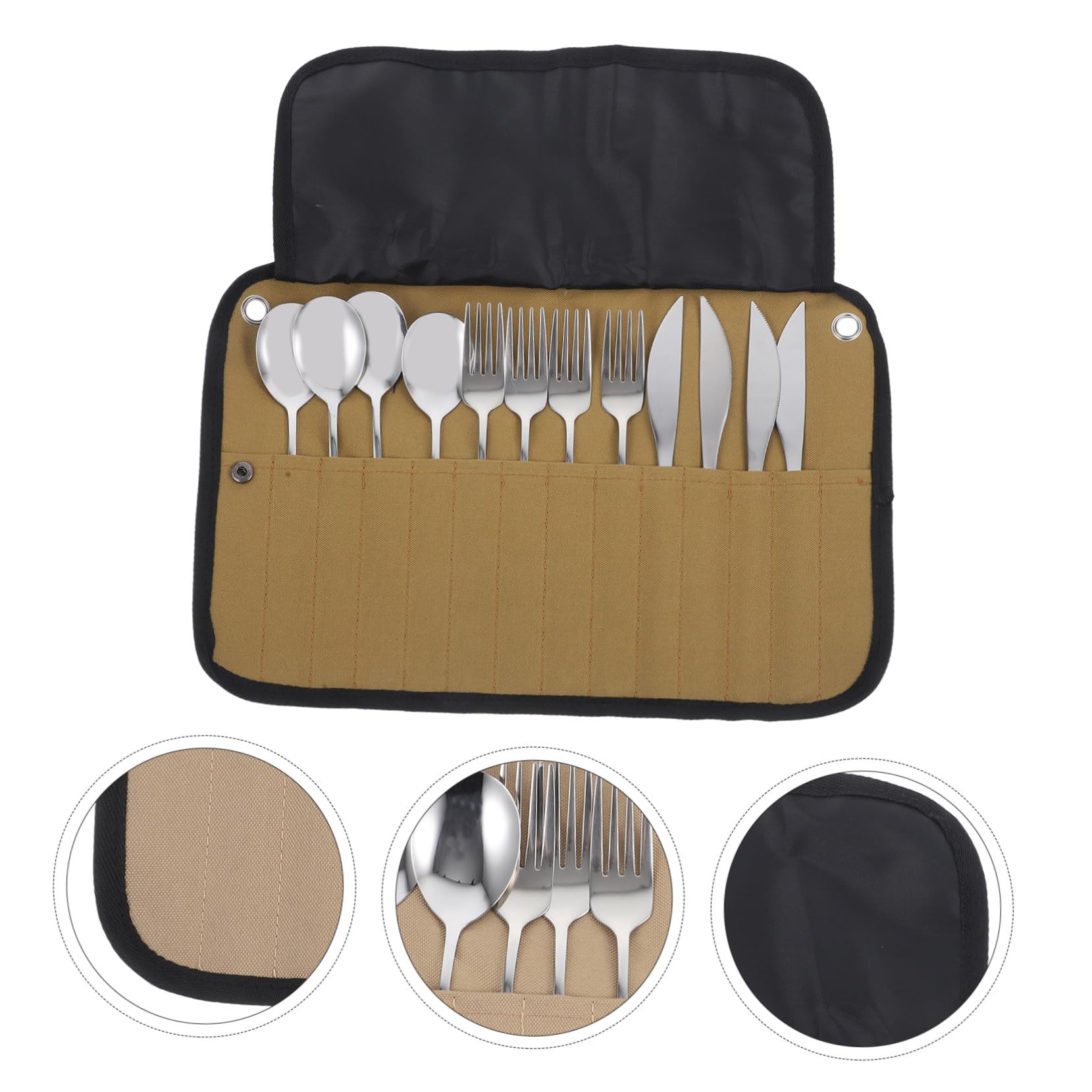 Camping Besteckset mit Organizer Tasche Mehrfunktionale Picknick Utensilien aus Nylon Leichtes Outdoor Geschirrset für Wandern Camping Grillen und Reise
