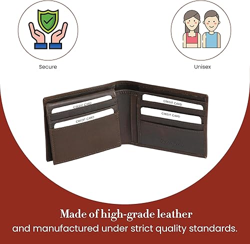 Vista 5 de Style N Craft Slim Bi-fold Hipster Leather Wallet, Full-Grain Leather Wallet