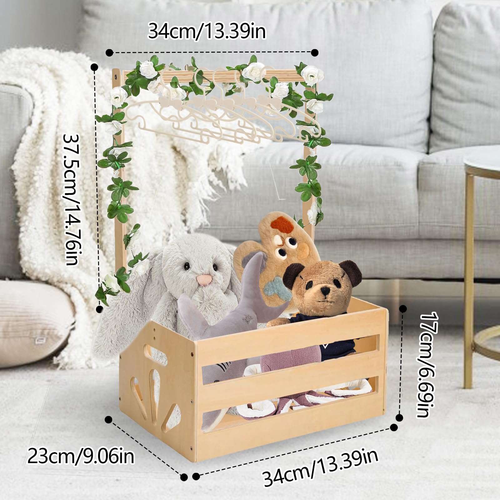 Panier En Bois Pour BéBé, Cadeaux De Baby Shower Cadeau Pour Nouveau-Né Avec Rotin Rose Blanc Et 5 Cintres Pour Baby Shower De Nouveau-Né Nouveaux Parents
