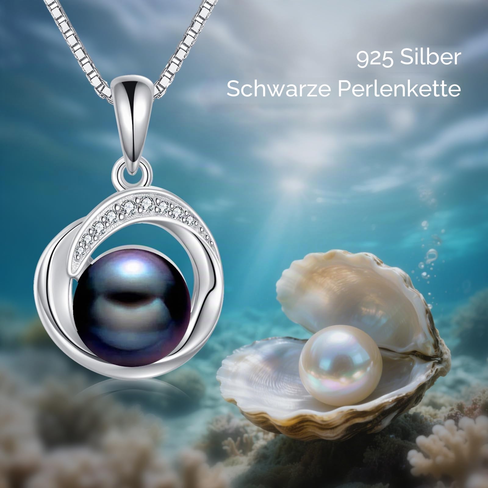 POPLYKE Einzelne Perlenketten Damen 925 Sterling Silber 8mm Edelstein Schmuck Geschenke 18+2 IN
