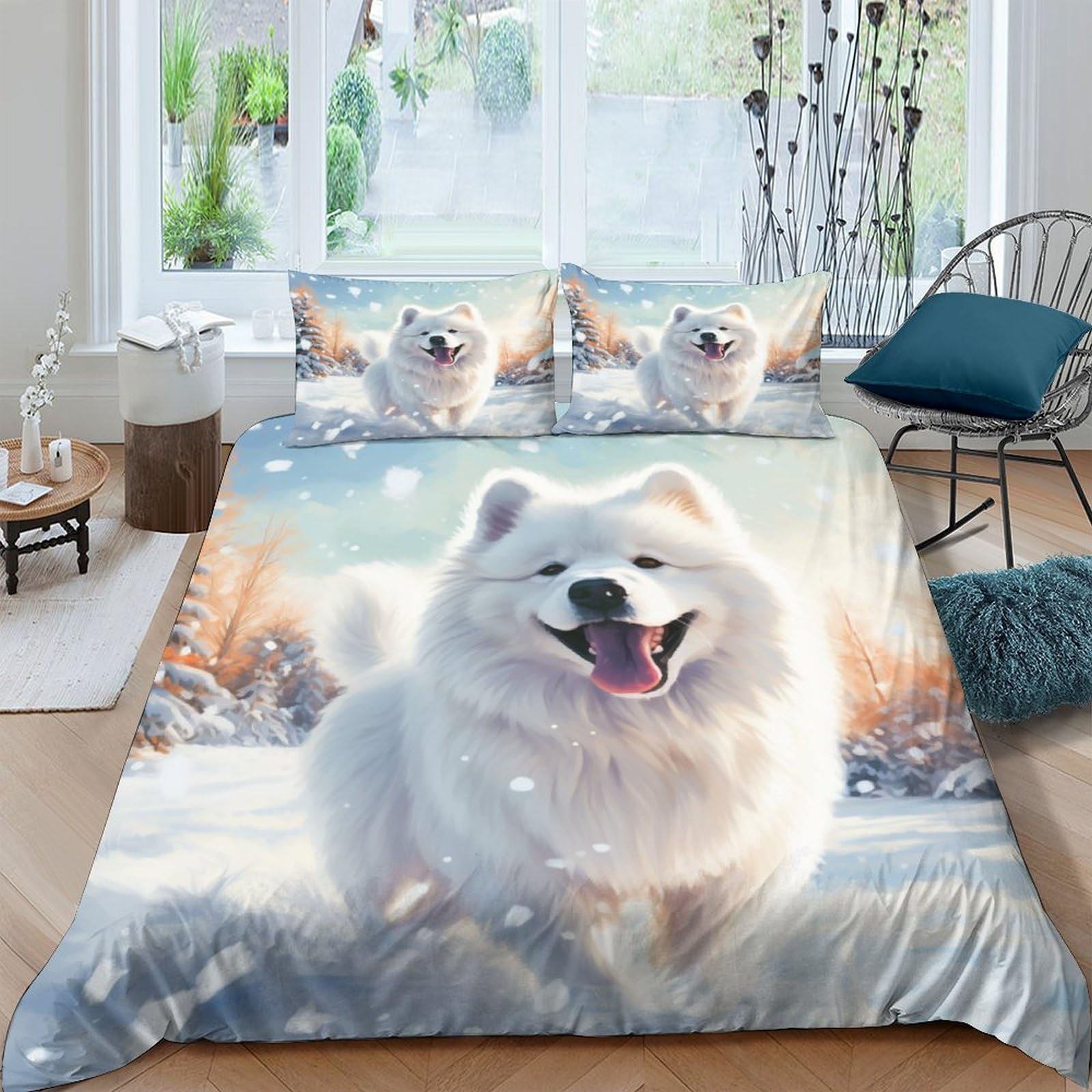 Linge de lit 200x200 Samoyed en microfibre pour un sommeil de qualité hôtelière au quotidien