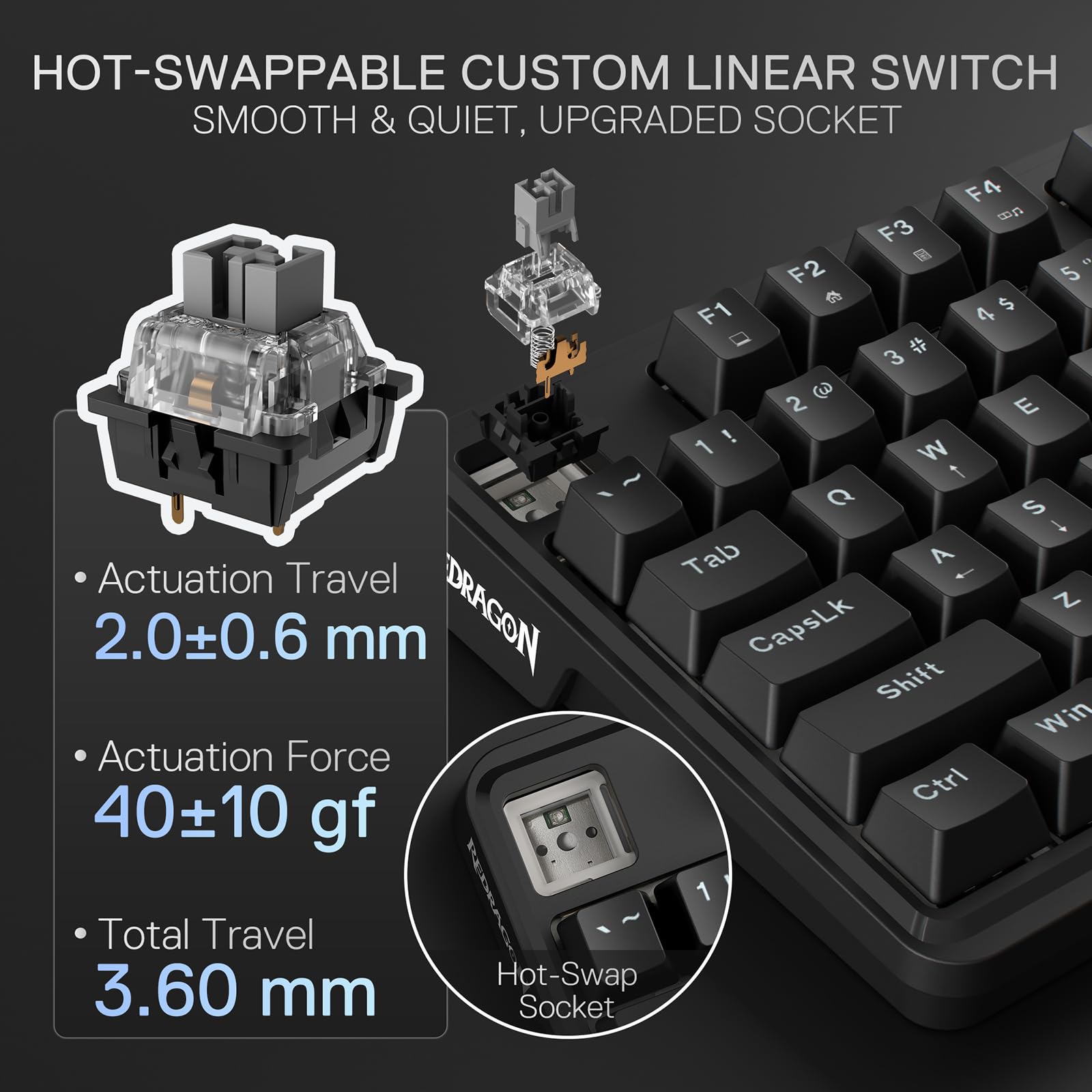 Redragon K745 Teclado Gaming RGB Gasket Cableado 108+4 Teclas Acceso Rápido | Enchufe Hot Swap Mejorado 5 Capas Amortiguación Ruido Mecánico 4 Teclas Adicionales