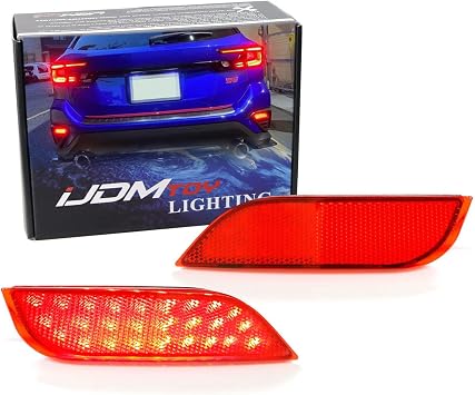 iJDMTOY JDM Red Lens Full LED Lower Bumper Reflector Lights Compatible With 2022-up Subaru WRX/WRX STI Sedan/Wagon, Function as Tail (Rear Fog Lamps), Brake/Stop