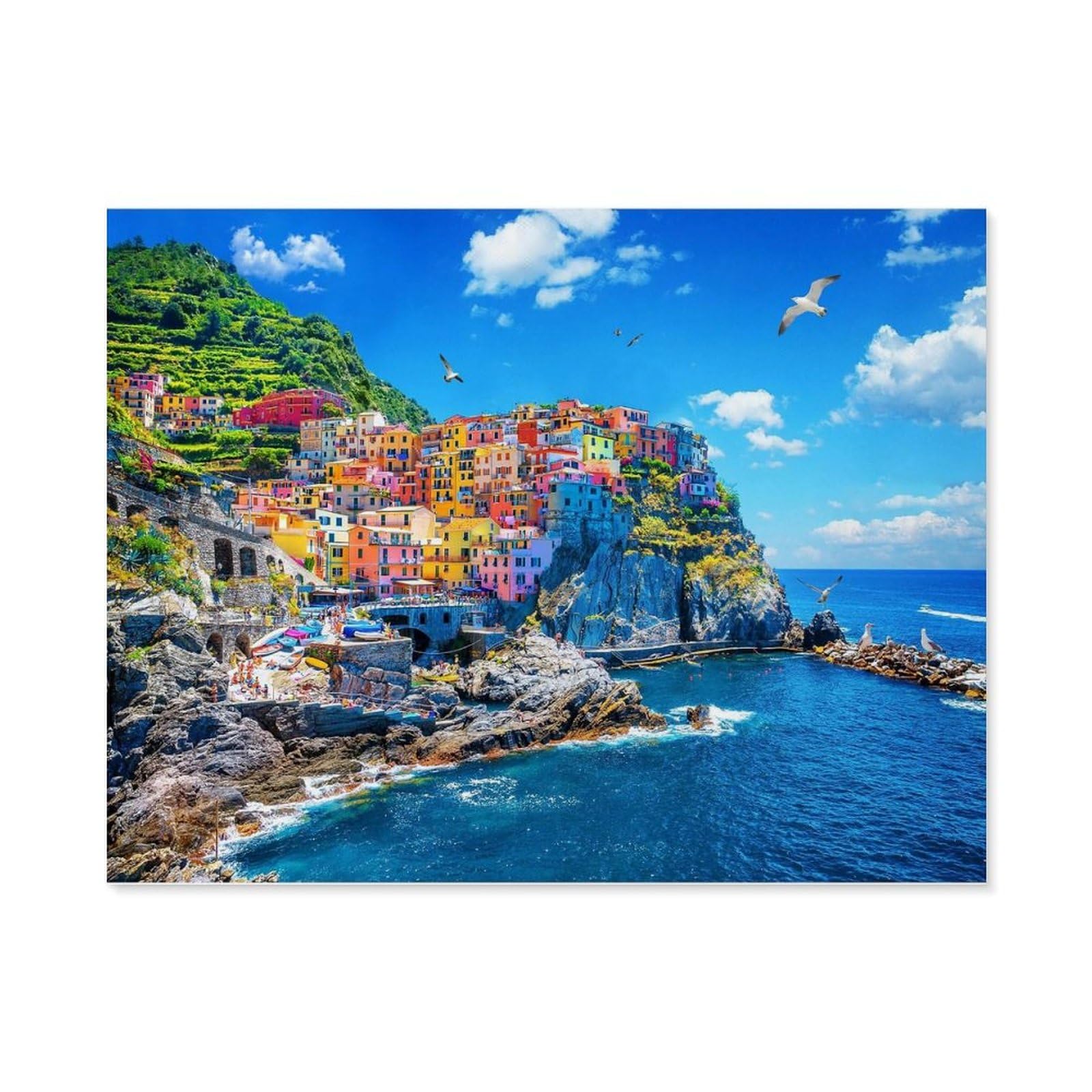 GSBRSNTS DIY Paint by Numbers for Adults Canvas，Cinque Terre，DIY Oil Painting, Pictures Drawing Paintwork with Paintbrushes Decoration Gift(40x50cm-E47