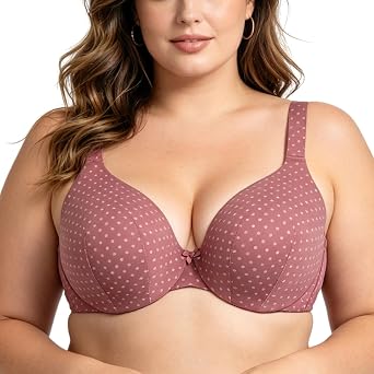 Womens Plus Size Underwire Bra Cushioned Straps Full Coverage Back T-Shirt Bra 42B-54DDD