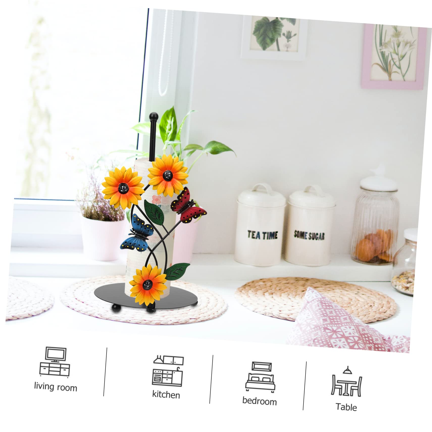 LABRIMP Porta Rotolo Carta Cucina Supporto Stabile e Pratico in Metallo a Forma di Girasole per Asciugatutto per Arredamento Casa e Sala da Pranzo