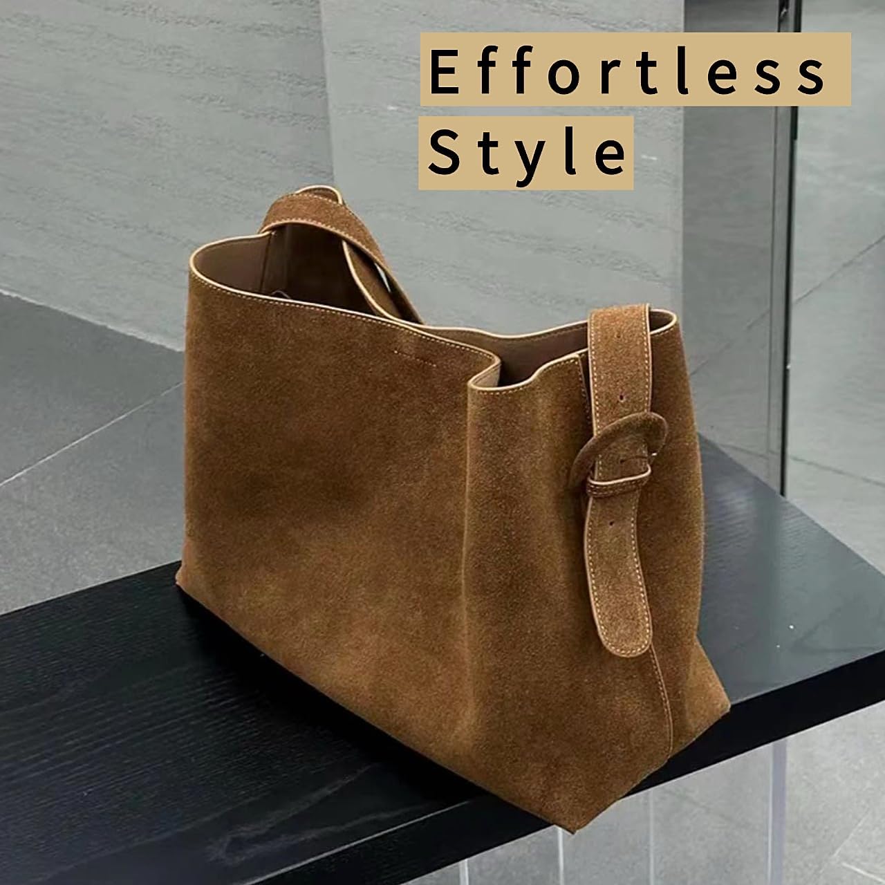 Large Capacity Genuine Suede Leather Tote Bag Weekender Travel Purse Slouchy Hobo Satchel for Work Everyday Gift