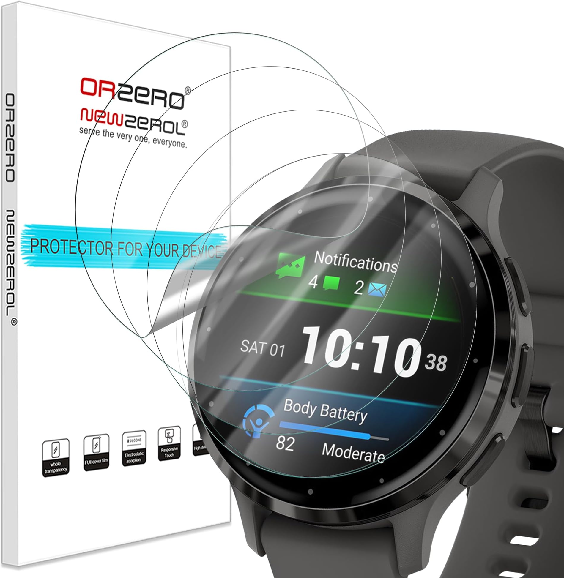Schutzfolie Für Smartwatch FOXZKISS Displayschutzfolie Für Garmin Fenix 8 47mm – 2 Stück, Kratzfest Touchscreen Kompatibel