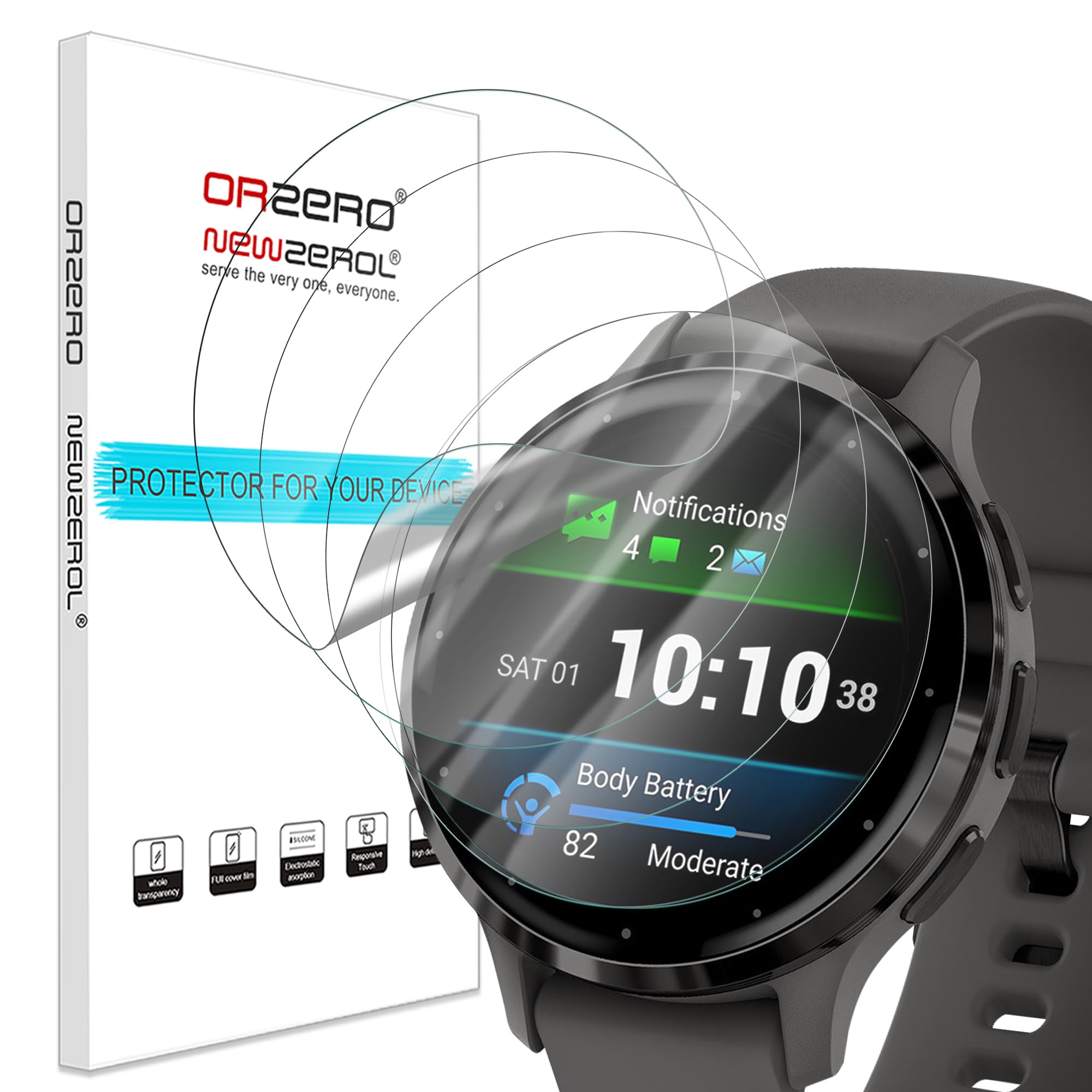 NEWZEROL 4-częściowy ochraniacz ekranu kompatybilny dla Garmin Venu 3s, [odporny na zarysowania] [wysoka rozdzielczość] [bez pęcherzyków] Elastyczna folia ochronna TPU dla Garmin Venu 3s