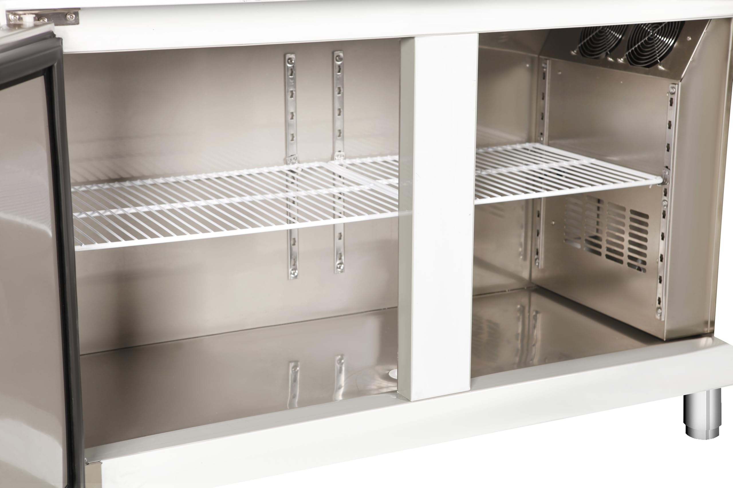 Mesa refrigerada bajo mostrador profesional, 2 o 3 puertas, acero inoxidable ventilada, 1500/2000/2500 x 600 x 850+100 mm