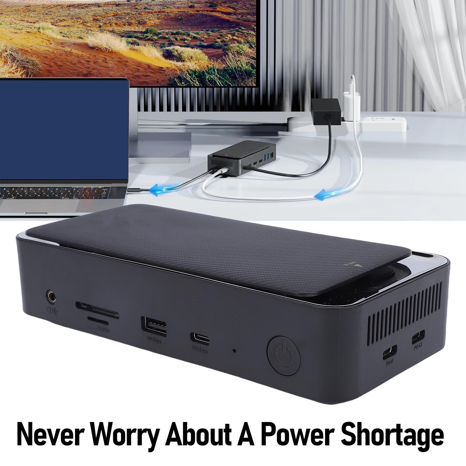 Denash 13 w 1 Hub USB C z M.2 PCIE SSD Obudowa, 10 Gbps USB C Station dla Gigabit Ethernet, USB A i Type C (wtyczka UE)