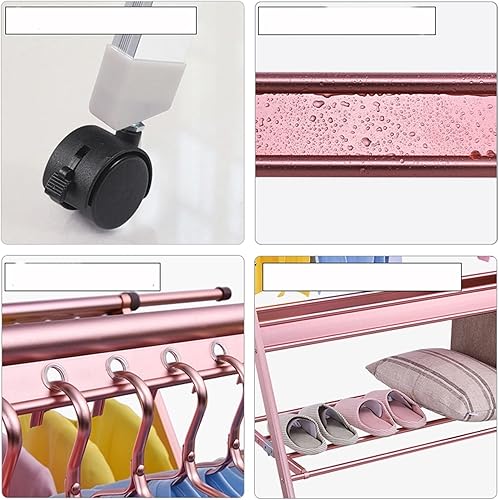 Miniatura 4 de UNNS Estante de secado plegable de acero inoxidable, colgador plegable telescópico para ropa, barra de ropa de doble barra, estante de secado de