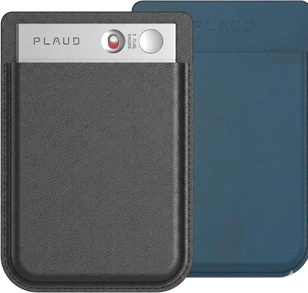 Plaud Note Grabadora de Voz IA con Funda Negro y Azul OscuroTranscribe Resume Transcripción IA, Soporta 112 Idiomas Control de Reunión con App Genial para Lección Llamada Entrevista Charlas Clases