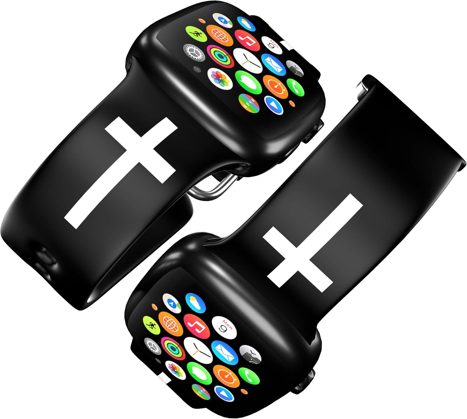 FaithSign 38-40mm Watch Band with Bible Verse Compatible With Apple Watch - Christian Cross Religious Print - Smart Watch Wristband for Men, Women - Breathable Strap for Fitness, Sport, Casual Wear - Black
