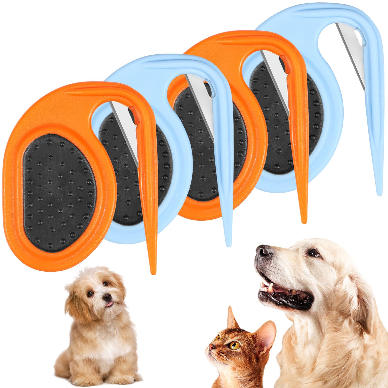 ZLHETWT 4Pcs Pet Knotting Comb Dogs Cats Grooming Combs for Dog Cats Removing Tangled and Loose Hair Stainless Steel Cats Knotting Comb Pet Grooming Cutter Reusable Pet Dog Shedding Brush