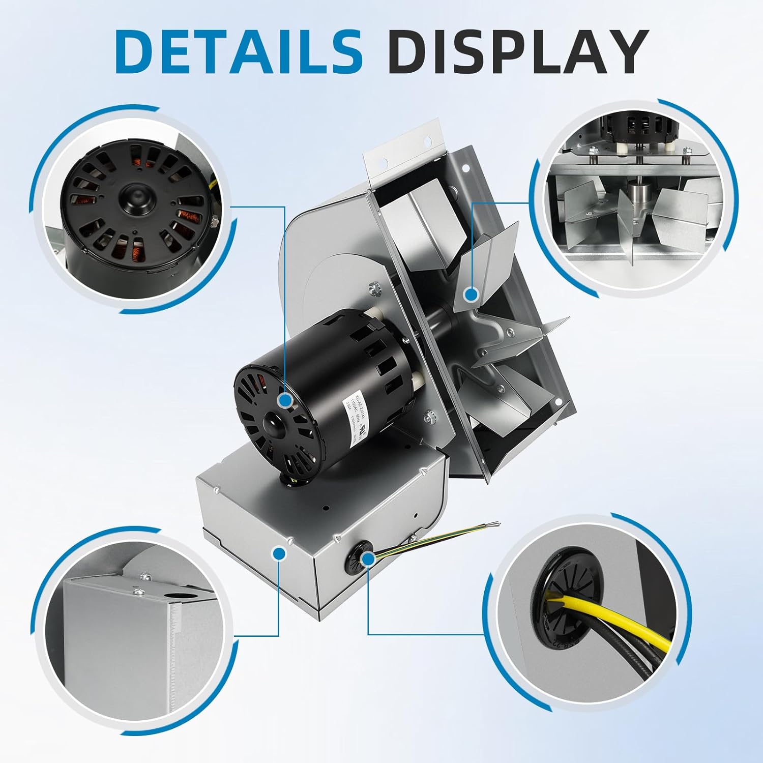 D-3 Inline Chimney Draft Inducer Fan 115V Replaces Tjernlund D-3,D3,for Vertical Vent Systems,All Fuels