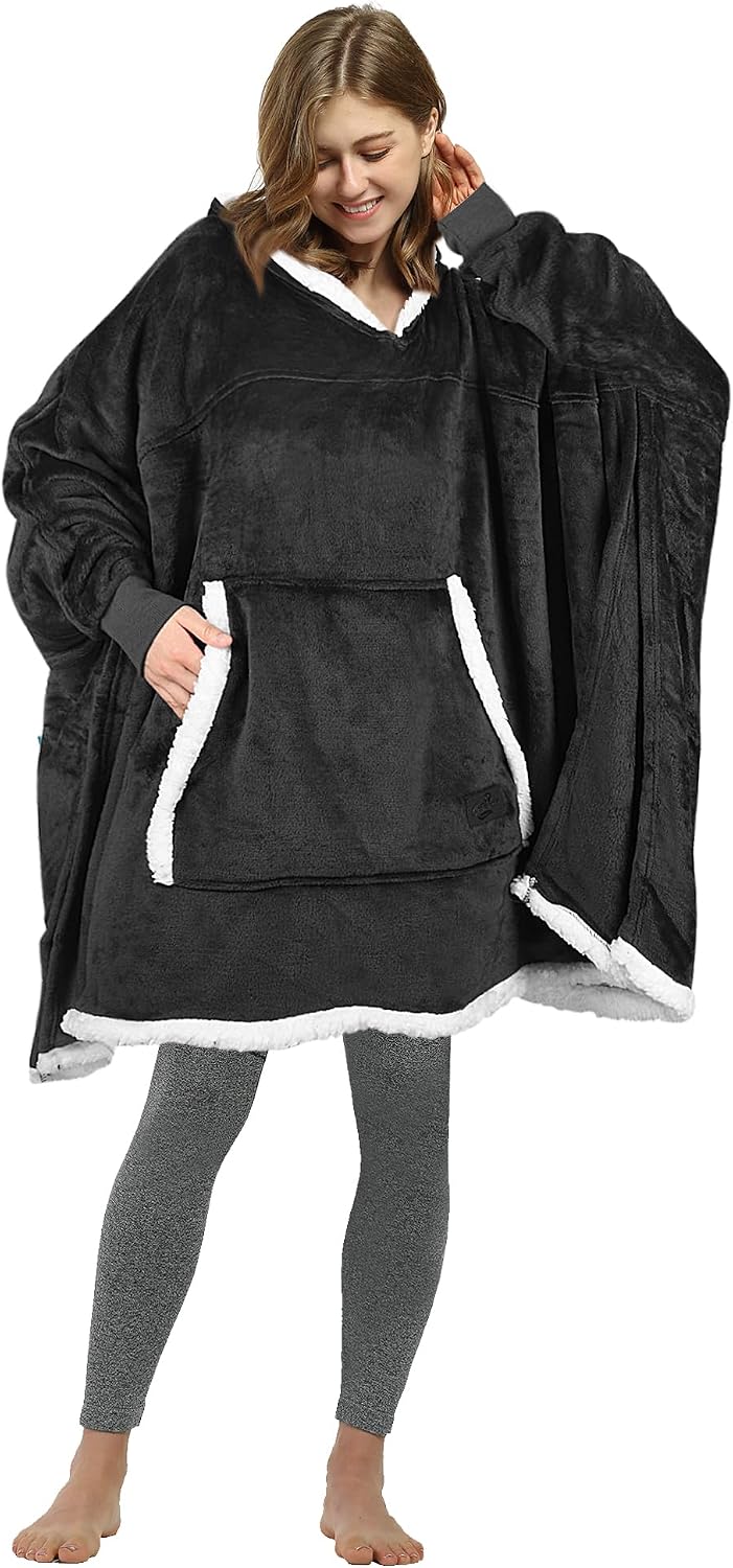 Catalonia Oversized Hoodie Sweatshirt Poncho, Casual Hoodie Cape, Batwing Coat Pullover Blanket, Comfortable, Roomy | Gift for Adults Women