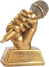 Juvale Gold Trophy Microphone, Small Resin Singing Award Trophy, 14 x 12 x 5.5 cm