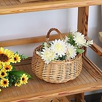 Vista 7 de Pequeña Cesta de Picnic de Mimbre con Asa, Cesta de Niña de las Flores de Sauce para Bodas, Jardín y Decoración del Hogar - Cesta de Almacenamiento