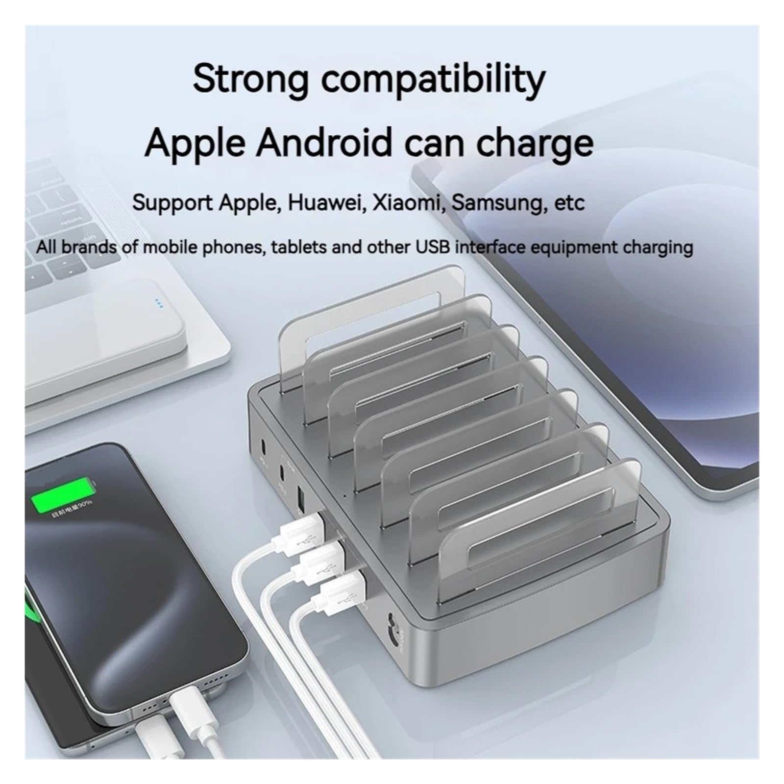 Stazione Di Ricarica Rapida QC3.0 Con Supporto Multi USB PD Universale Da 72 W A 6 Porte Capacità Di Ricarica Rapida