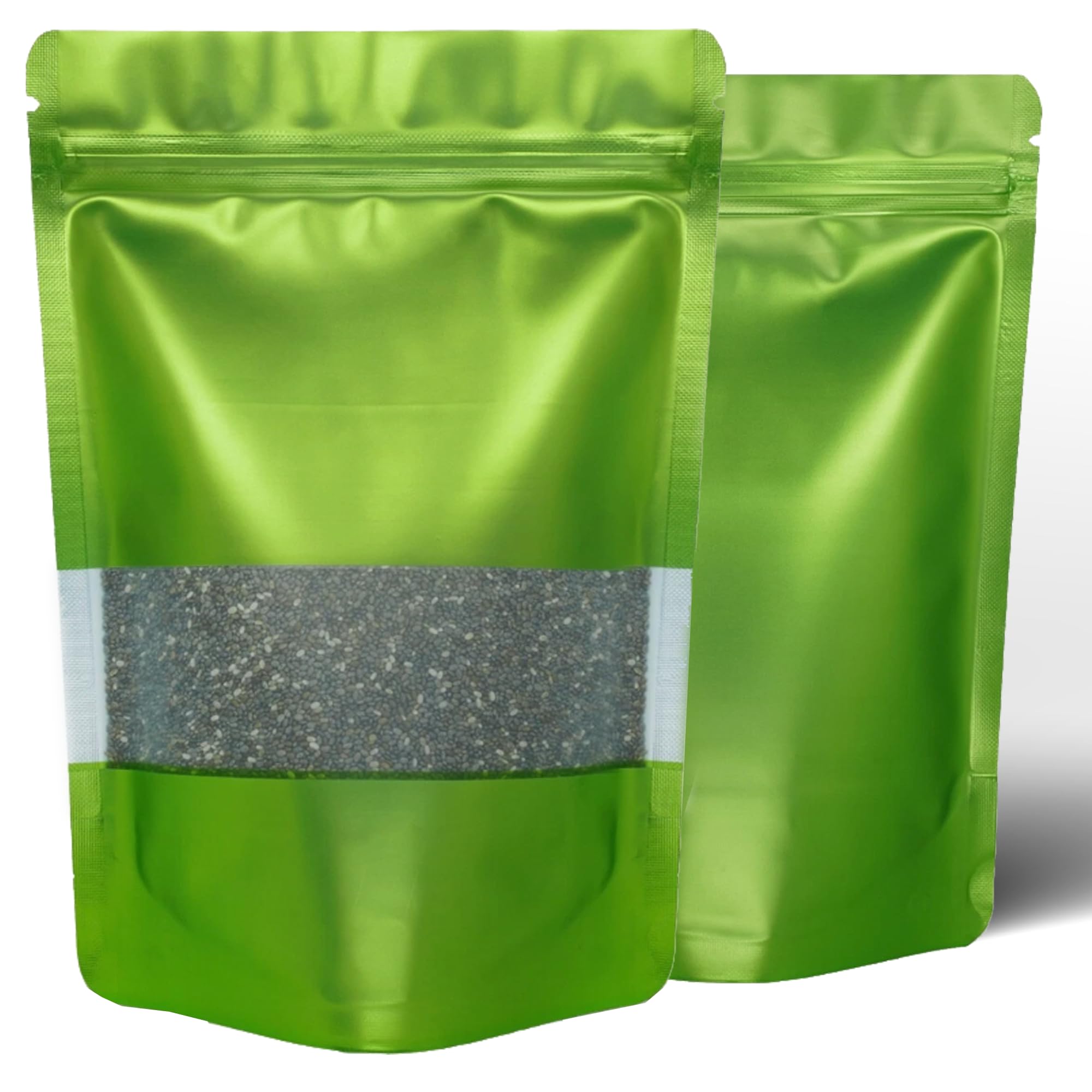 Green Mylar Bags 3.5g Smell Proof Packaging x100