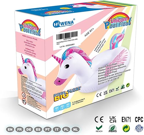 Vista 3 de Inflatable Flamingo Pool Float Tube for Party, Inflatable Raft Pool Toys, Pool Float for Adults and Kids Blanco