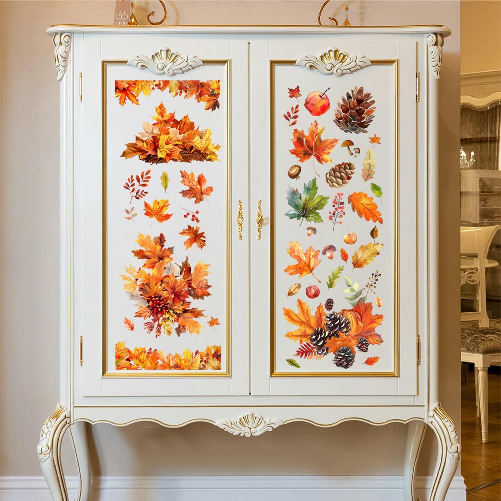 Peacoblue Rub on Transfer Decals for Furniture Crafts Autumn Fall Leaves 6"x12" - Image 4