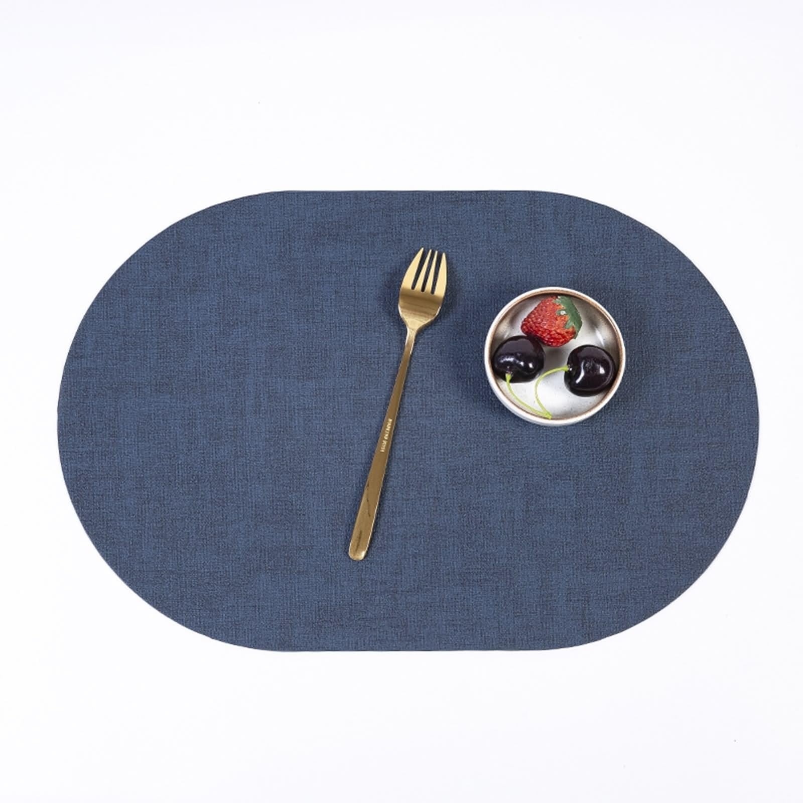 Set di 6 tovagliette piccole, 45,7 x 30,5 cm, motivo intrecciato, in pelle PU, blu scuro, per sala da pranzo, cucina, feste