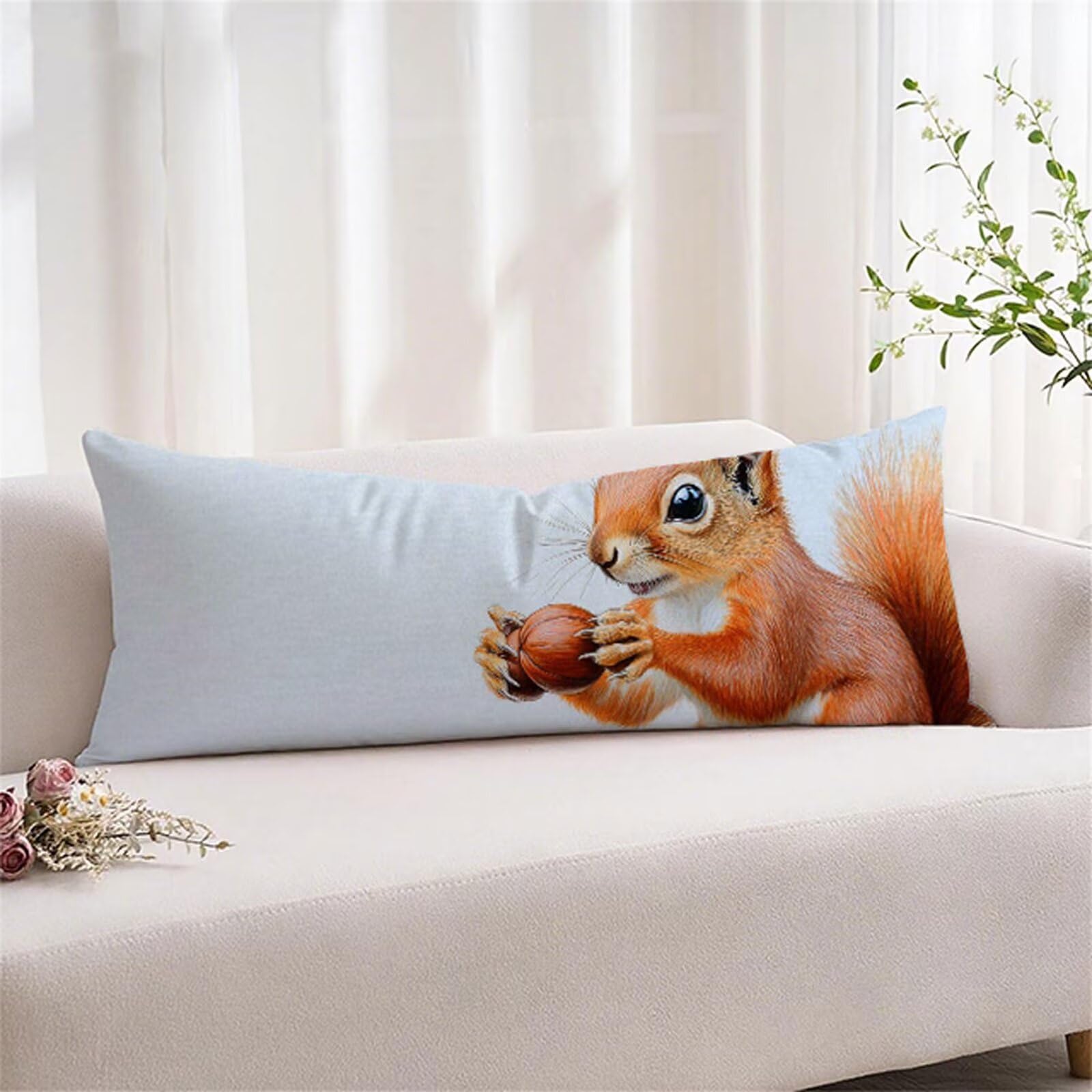 Poszewka na poduszkę 60 x 180 cm, poduszka do spania na boku, zwierzęta, aksamitna, dla osób śpiących na boku, poszewka na poduszkę z zamkiem błyskawicznym, do sypialni, dekoracja xz-274