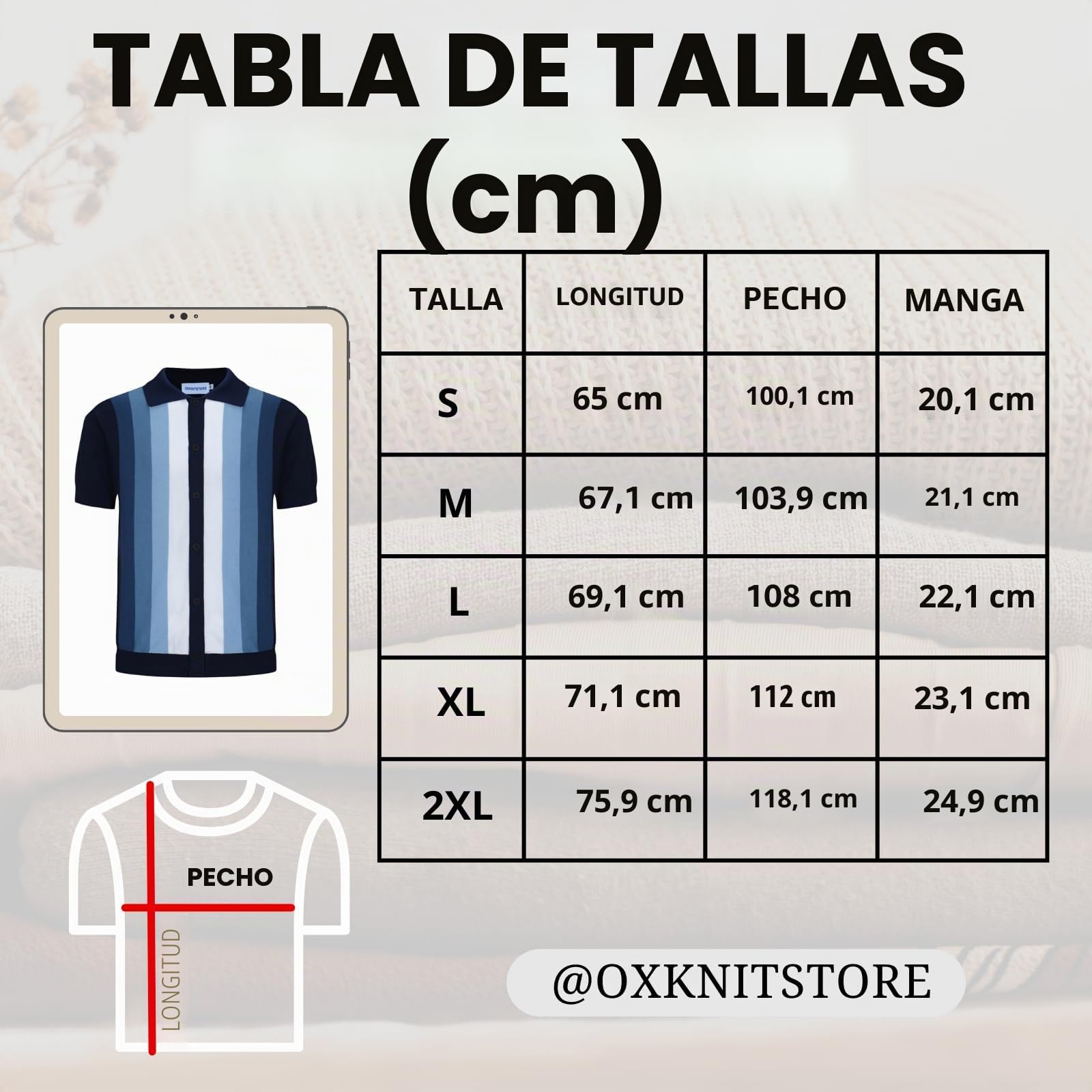 OXKNIT - Polo de punto retro a rayas para hombre, estilo vintage de los años 60, con botones clásicos