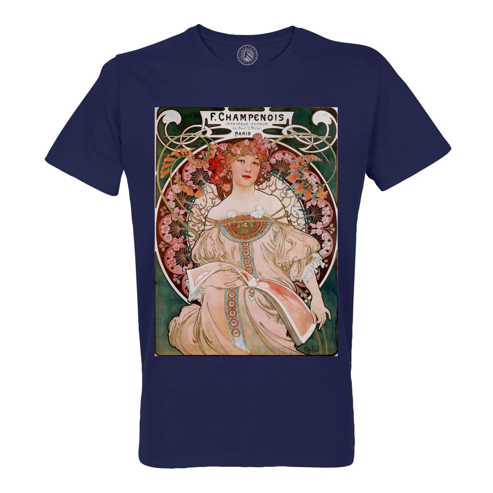 T-Shirt Coton Bio Homme avec Impression Mucha Vintage