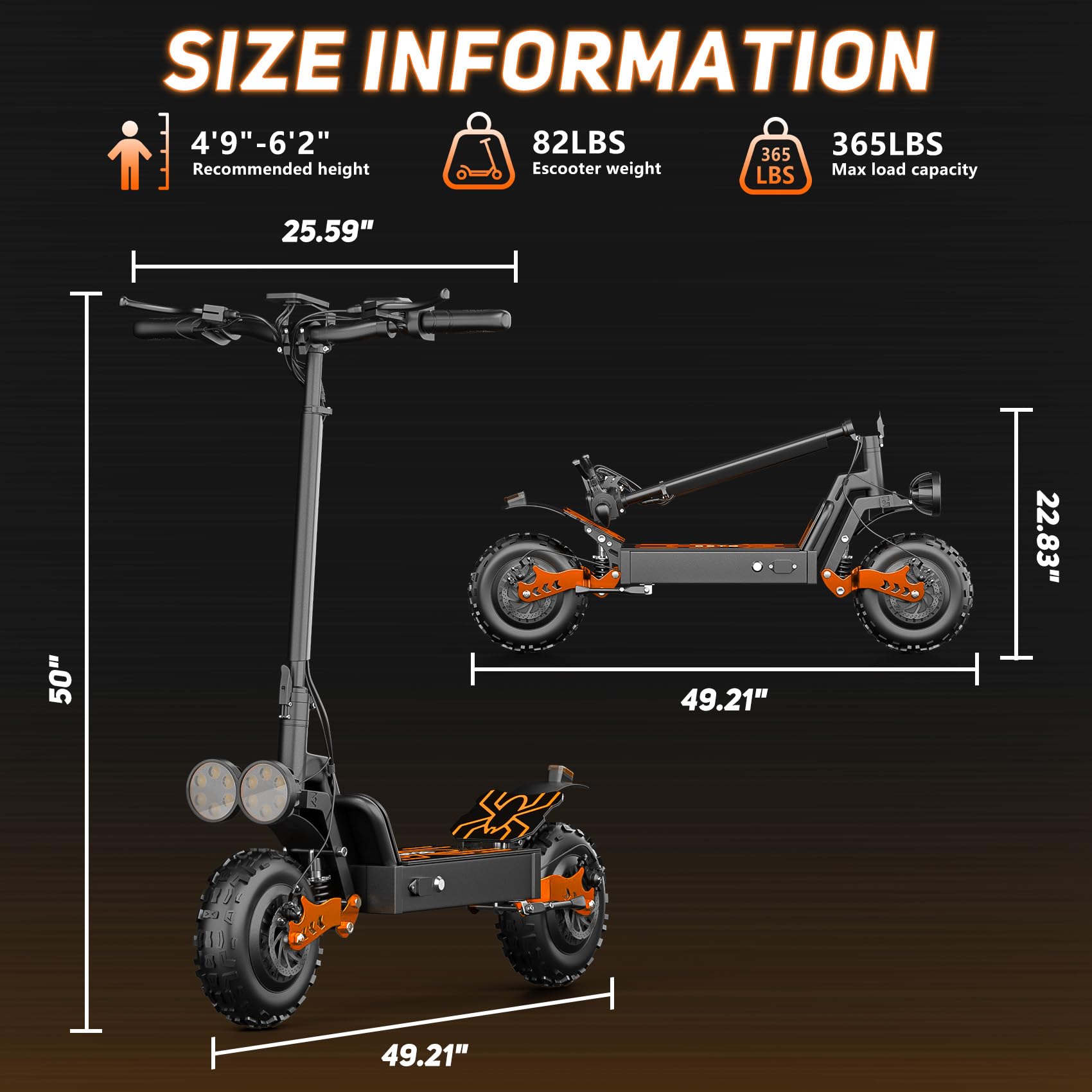 Off Road Electric Scooter for Adults, 3000W Dual Motors, Up to 56 KM/H & 112 KM Range, 48V 20Ah Battery, 11" All-Terrain Tires, NFC Unlock, Foldable Fast E-Scooter, Dual Suspension for Commuting — view 9