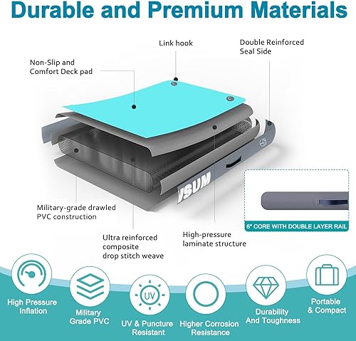 Miniatura 3 de AWSUM Muelle Flotante Inflable Plataforma de Aire Muelle Flotante Isla Balsa con Superficie Antideslizante para Piscina, Playa, Océano