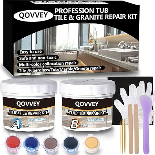 Kit de reparación de encimera de cuarzo para azulejos y fibra de vidrio (color a juego), kit de reparación de granito y bañera, fregadero de