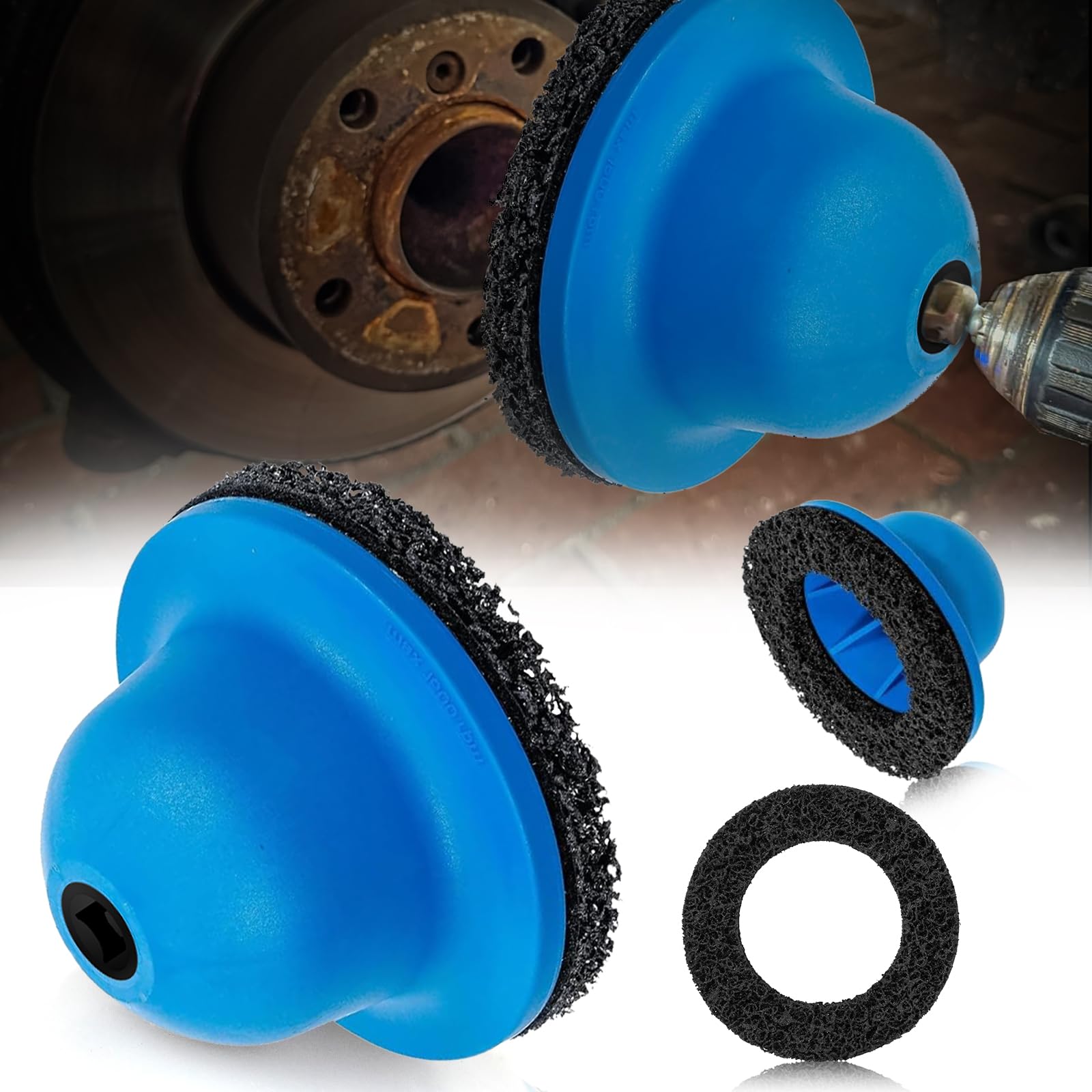 APAKA Smerigliatrice per Mozzo Ruota Auto, Pulitore Mozzo Ruota, Interno 90 mm Esterno 150 mm, per Cambio Pneumatici, Rimozione della Ruggine, Pulizia Mozzi, Carburo di Silicio, Azionamento da 1/2"