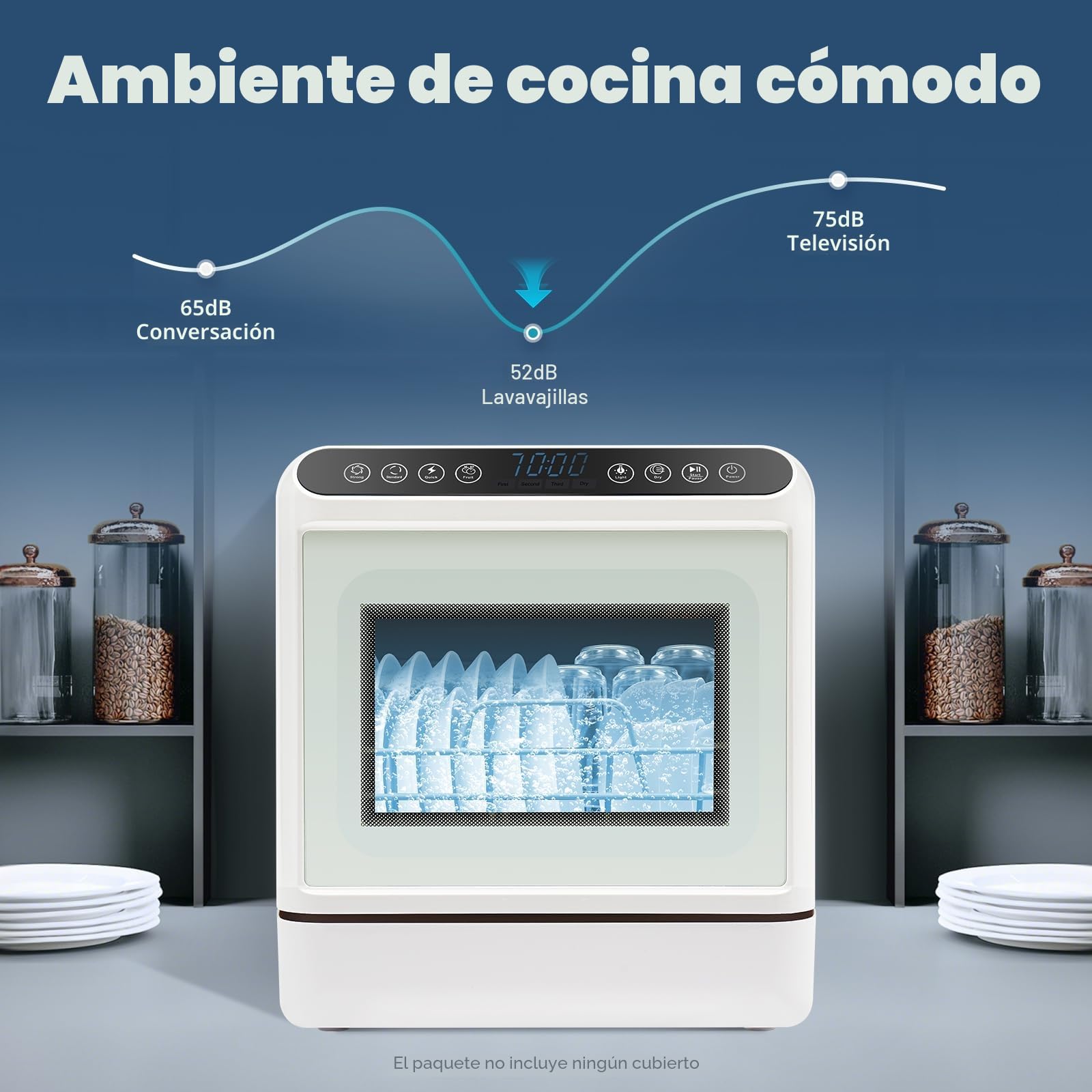 Lavavajillas de encimera, 6L mini lavavajillas, portátil compacto, eléctrico de escritorio, para casas pequeñas, apartamentos, dormitorios, barcos, autocaravanas, etc