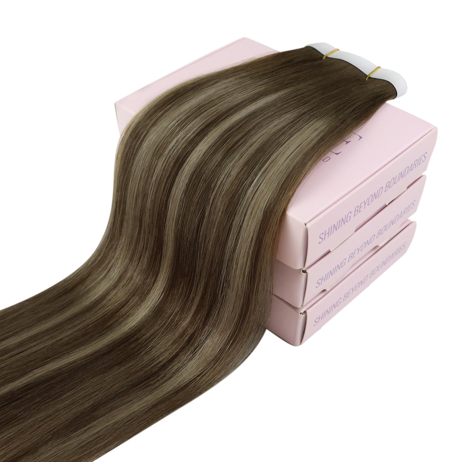 Fshine Extensiones Adhesivas Pelo Natural Extensiones de Cabello 14 Pulgadas 35CM 50g Rubio Dorado Highlight Rubio Claro 20PCS Cabello Humano Color 16P22 Color 16P22 — view 68