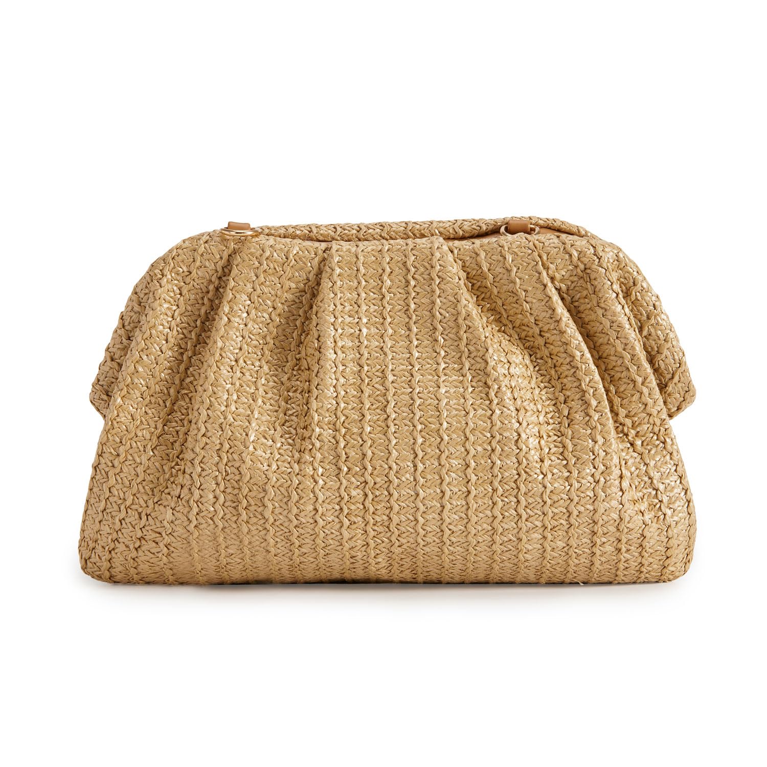 BRYCTSISEN Women Straw Beach Clutch Purse Handbag Summer Elegant Vacation Style Shoulder Bag Crossbody Bag (Beige)