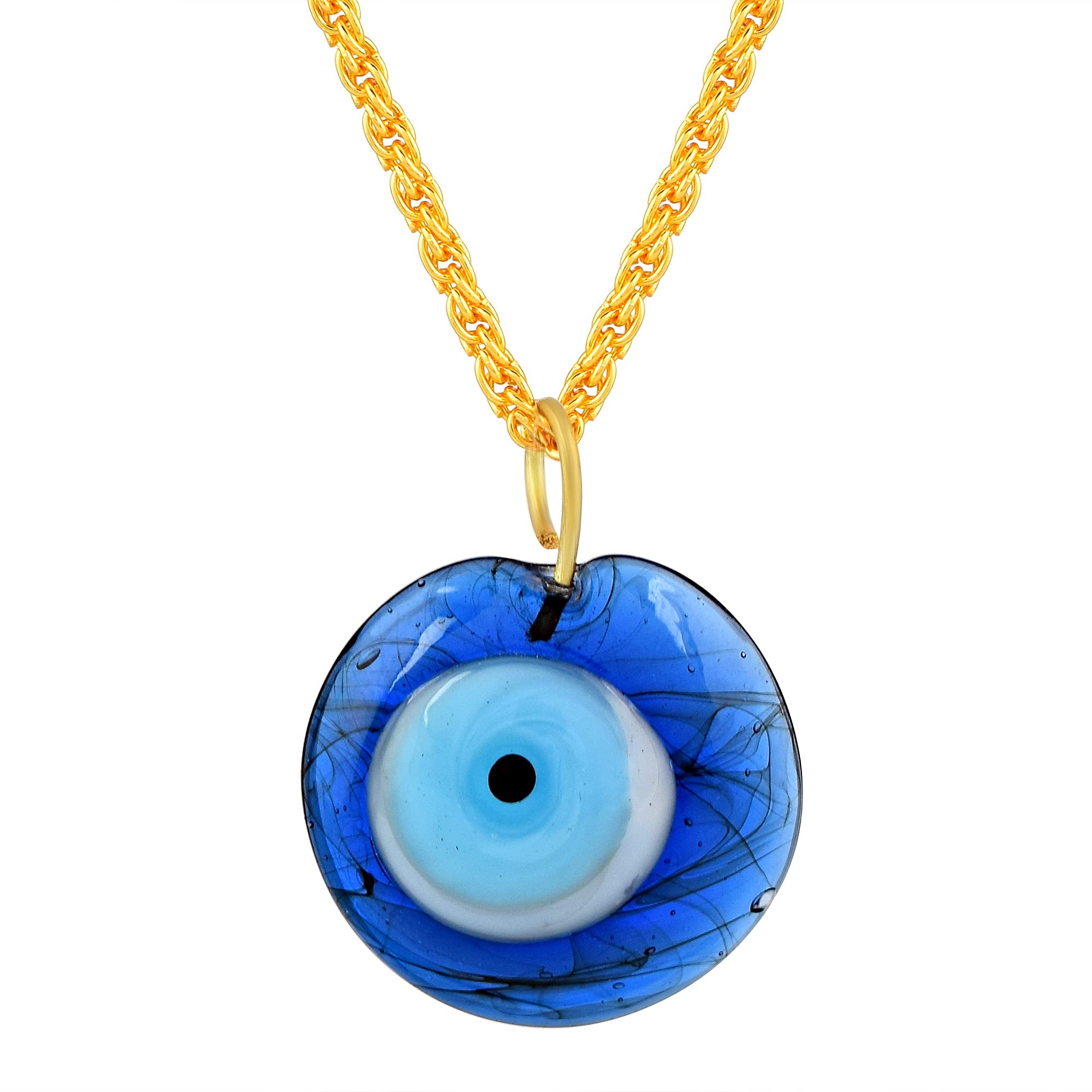 Zumrut� Gold Plated Glass Evil Eye Protection Pendant Third Blue Eyes Amulet Ojo Dainty Pendant Necklace Wit Ball Chain For Men/Women