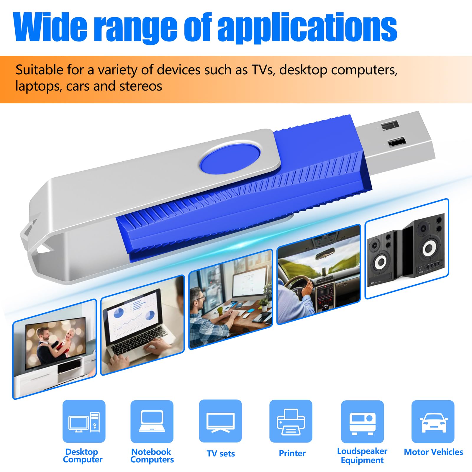 TEWENE Memoria USB de 128 MB, memoria USB 2.0, paquete de 50, unidad de pulgar, almacenamiento USB con llavero y adhesivo para computadoras, coches y televisores